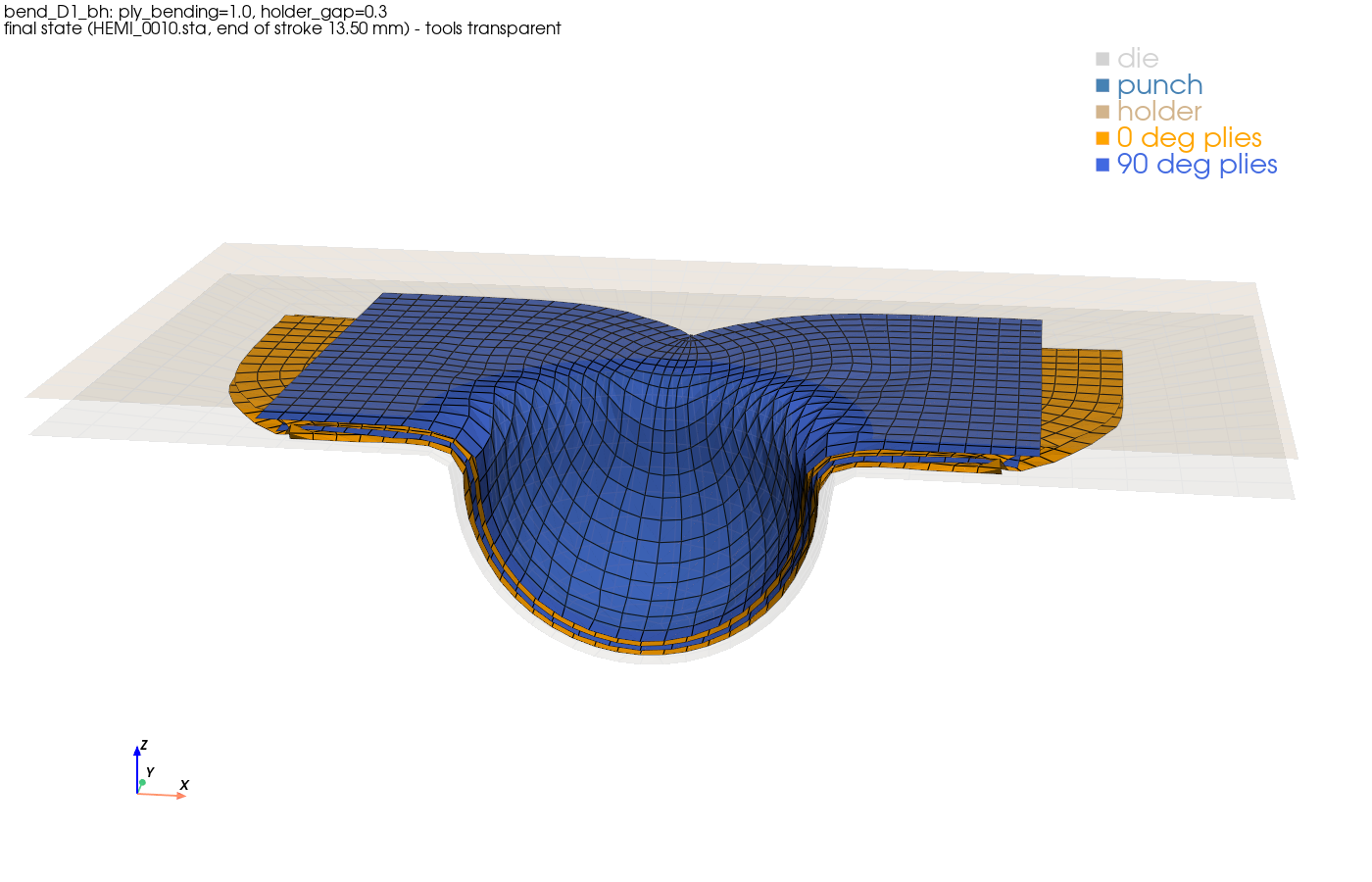Composites stack FEA forming process simulation, using accurate AFP preforms (image 2 of 2)