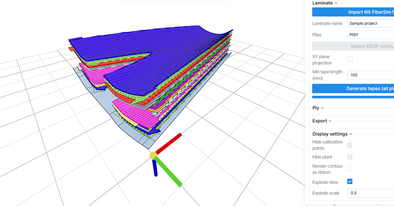 Import engineering composites data from Design (CATIA CPD, NX FiberSim) or build stacking from STEP geometry