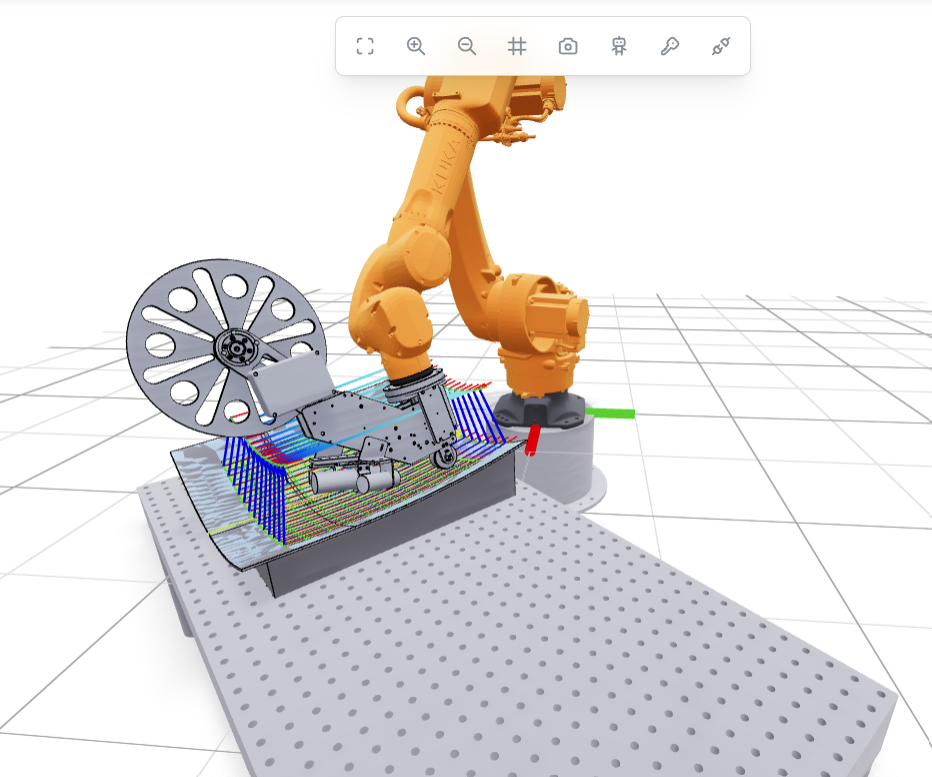 Panel layup with static robot
